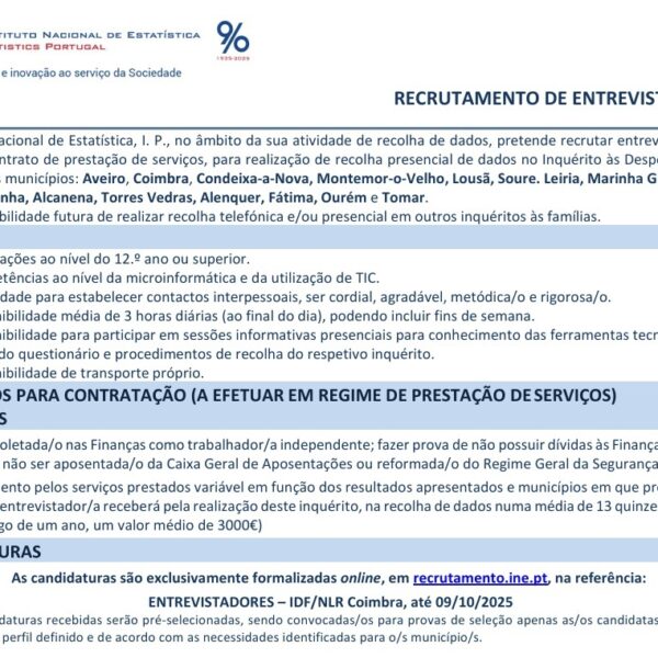 RECRUTAMENTO DE ENTREVISTADORES/AS