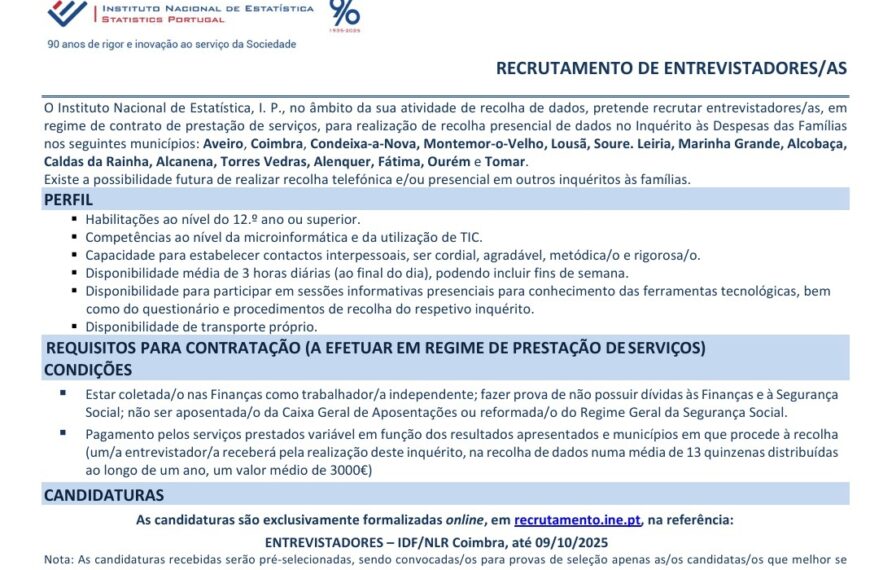 RECRUTAMENTO DE ENTREVISTADORES/AS