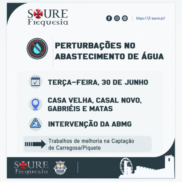 AVISO | Perturbações no Abastecimento de Água