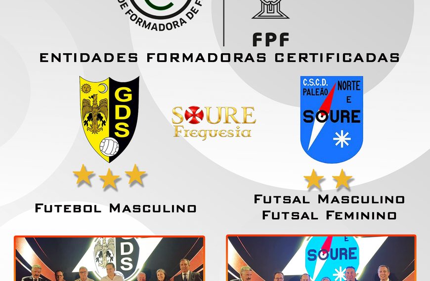 Grupo Desportivo Sourense e CSCD Paleão Norte e Soure distinguidos na Gala Coimbra Football Awards 2026